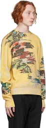 Dunhill Yellow Abstract Florals Sweater