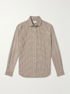 Hartford - Paul Striped Cotton-Gabardine Shirt - Brown