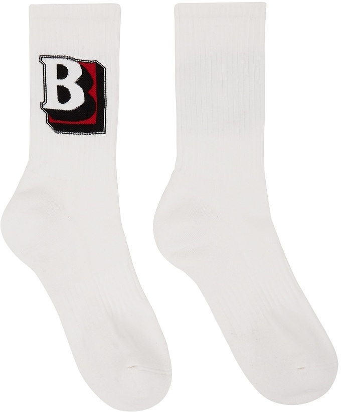 Photo: Burberry White 'B' Logo Sports Socks