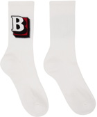 Burberry White 'B' Logo Sports Socks