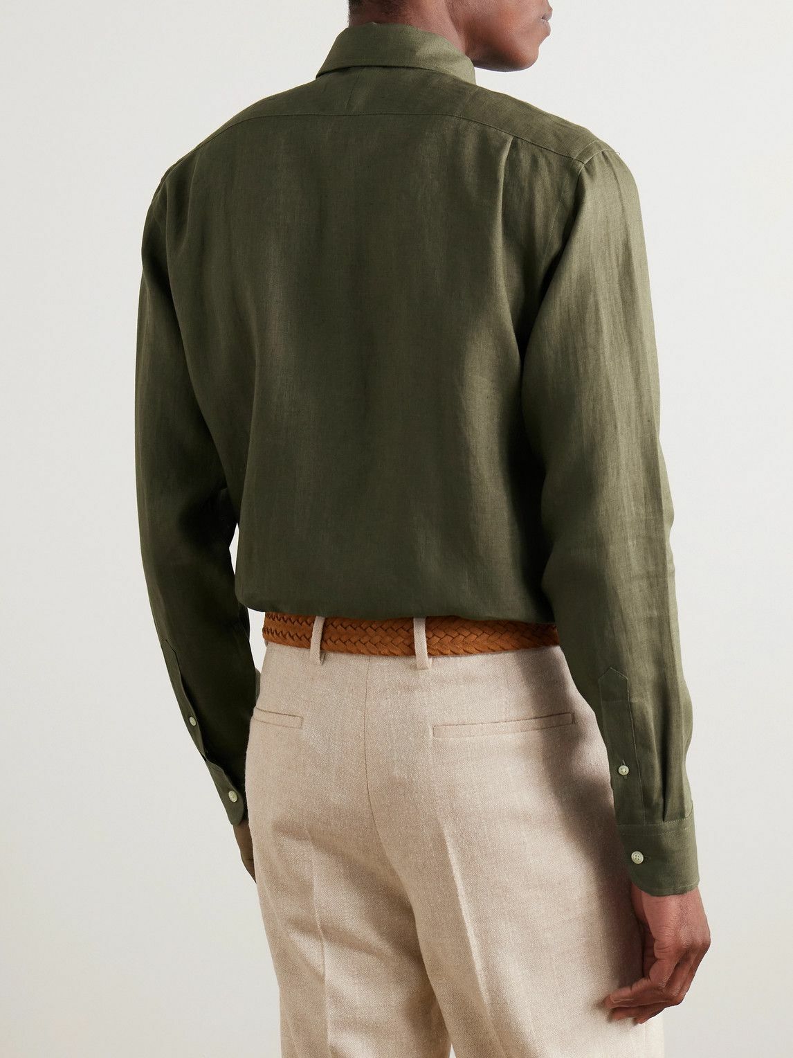 Favourbrook - Bridford Cutaway-Collar Linen Shirt - Green