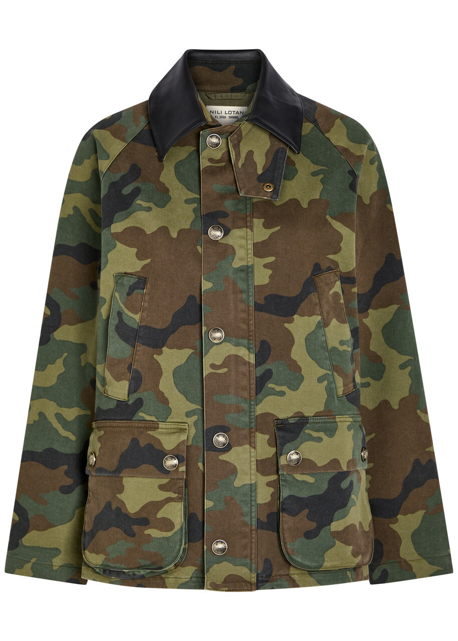 Nili Lotan Andrew Camouflage-print Cotton-blend Jacket Green