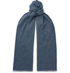 Loro Piana - Fringed Mélange Baby Cashmere and Linen-Blend Scarf - Blue