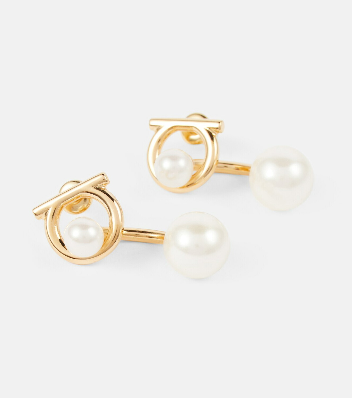 Ferragamo Gancio drop earrings with faux pearls Salvatore