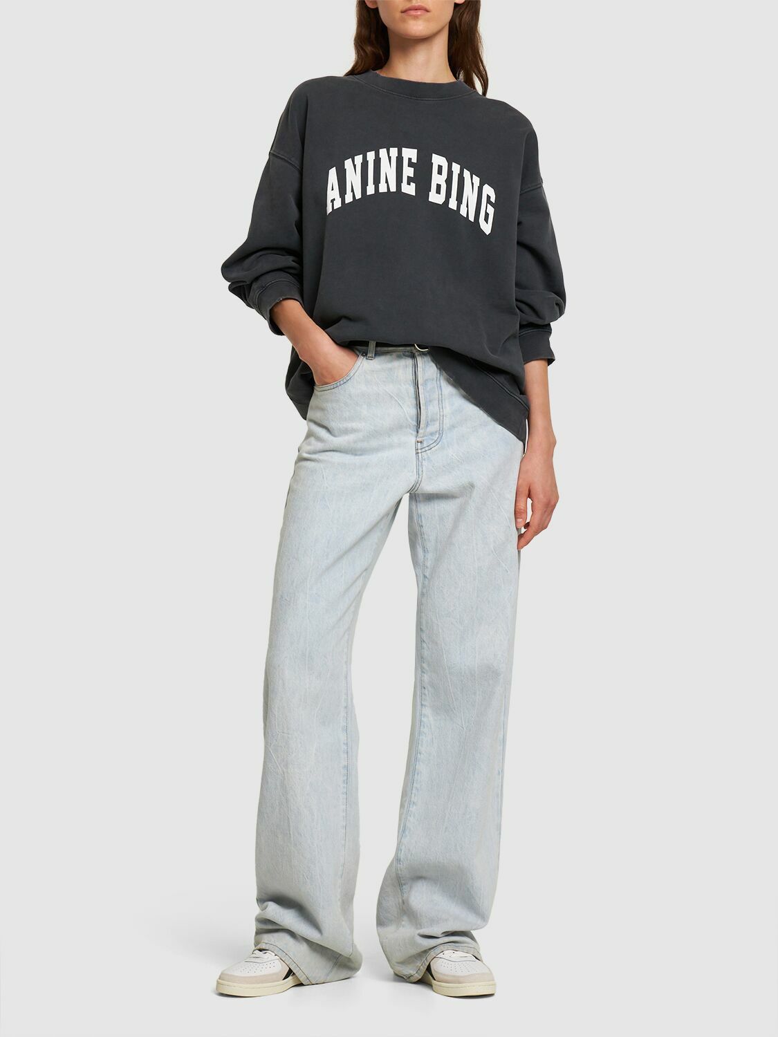 ANINE BING Tyler Cotton Logo Sweatshirt ANINE BING