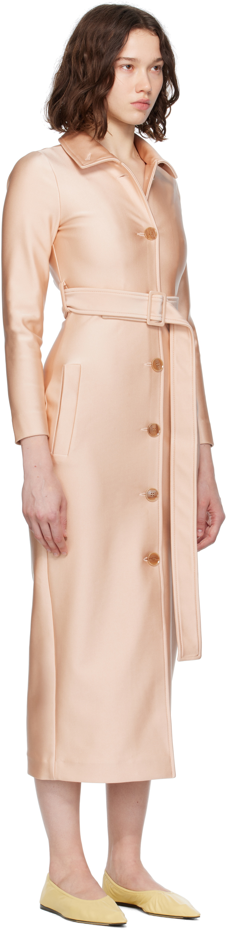 MARIE ADAM-LEENAERDT Beige Fitted Trench Coat