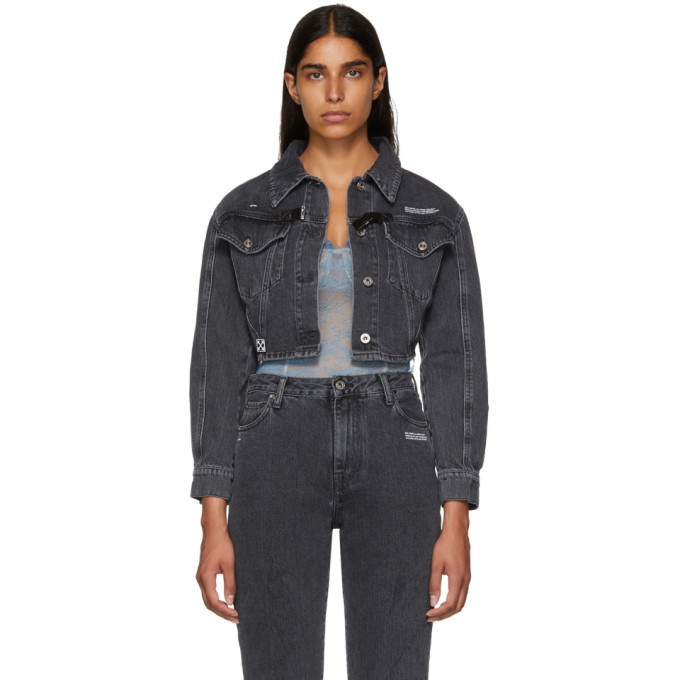 Off-White Black Cropped Denim Jacket