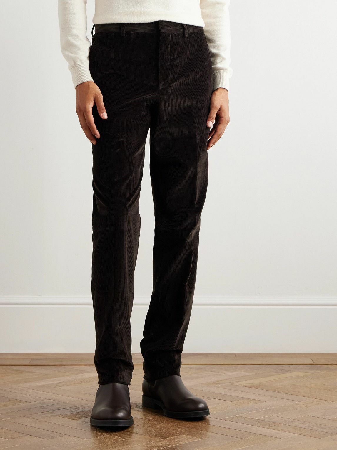 Loro Piana - Jarno Hamptons Straight-Leg Cotton-Corduroy Trousers - Brown