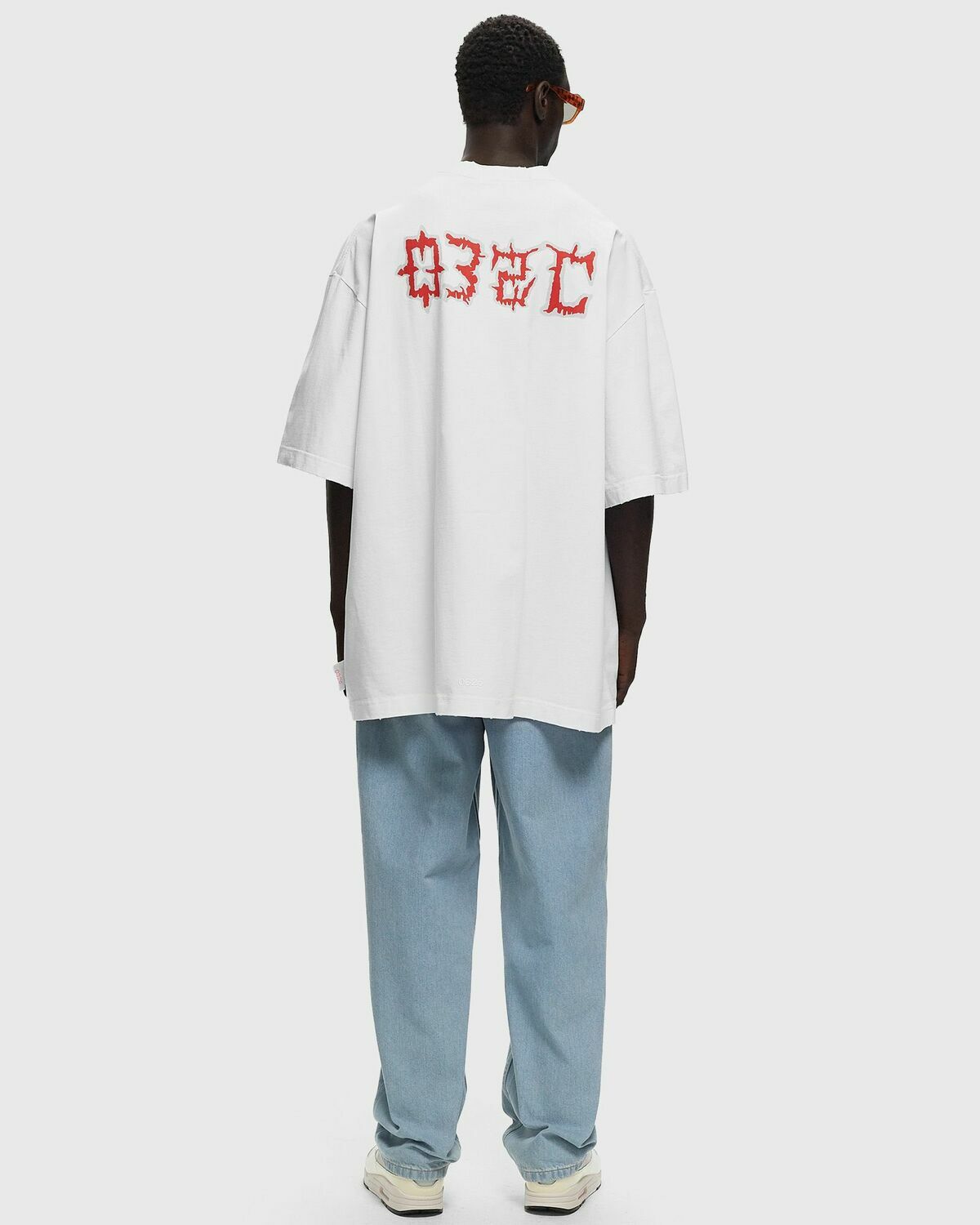 032c On Fire Oversized T Shirt White Shortsleeves