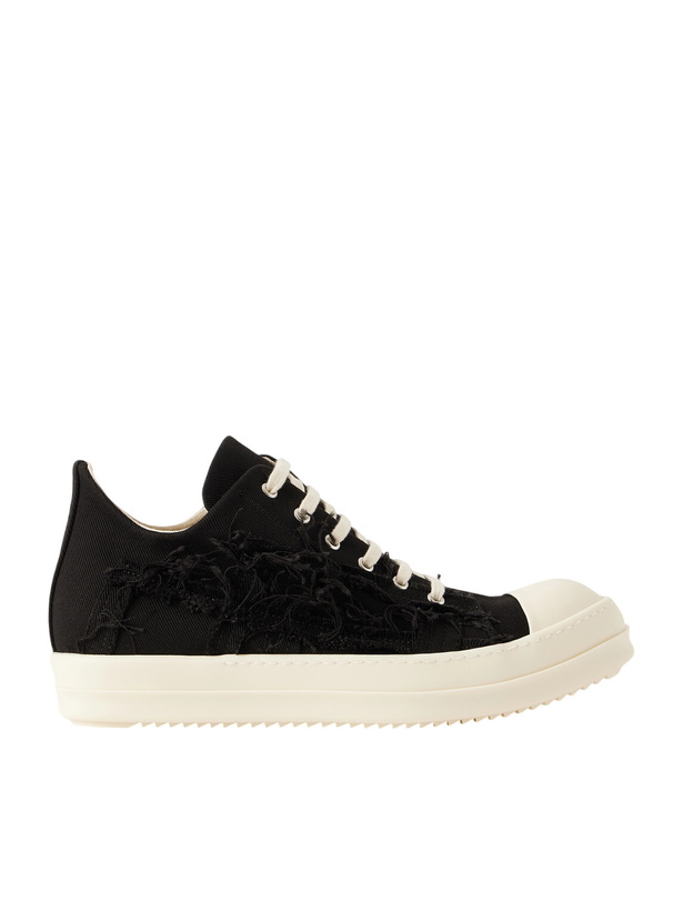Photo: DRKSHDW by Rick Owens - Ramones Frayed Denim Sneakers - Black