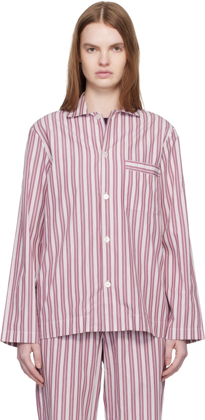 Photo: Tekla Pink & Off-White Poplin Long-Sleeved Pyjama Shirt
