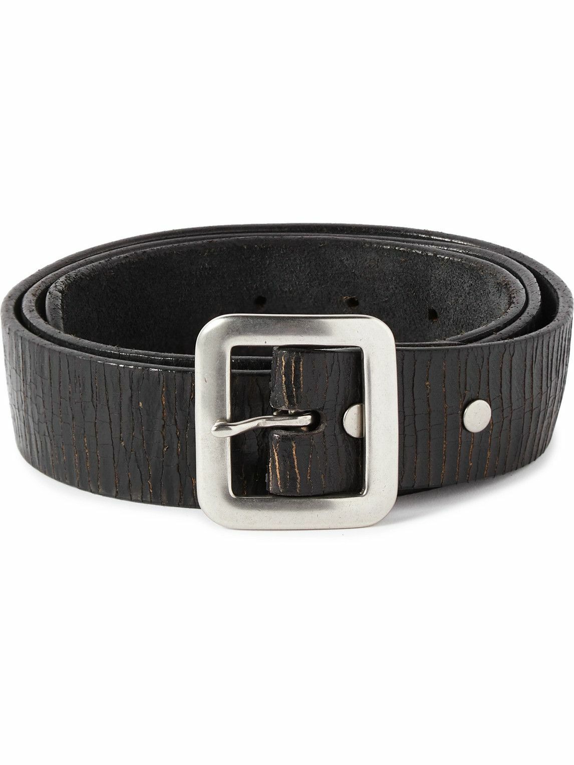 RRL Tumbled Leather Belt Vintage Black at