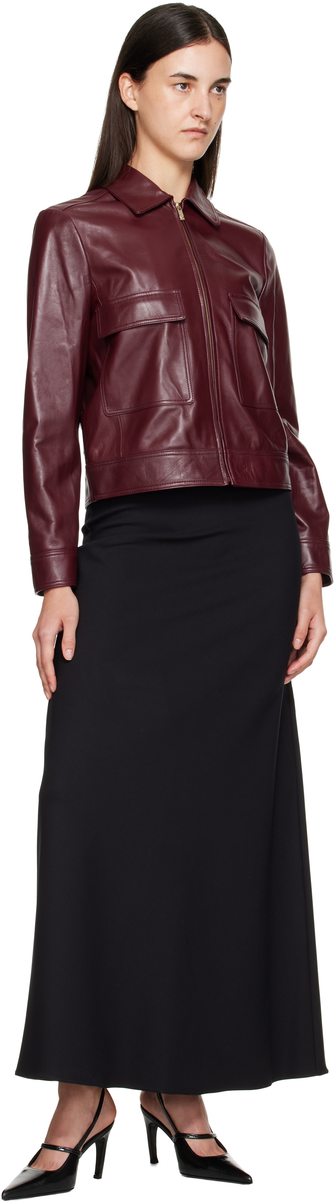 Max Mara Burgundy Nepet Leather Jacket