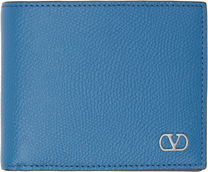 Photo: Valentino Garavani Blue VLogo Signature Grainy Calfskin Wallet