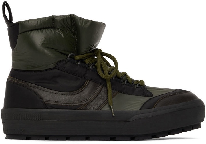 Photo: Dries Van Noten Green & Black Nylon Padded High-Top Sneakers