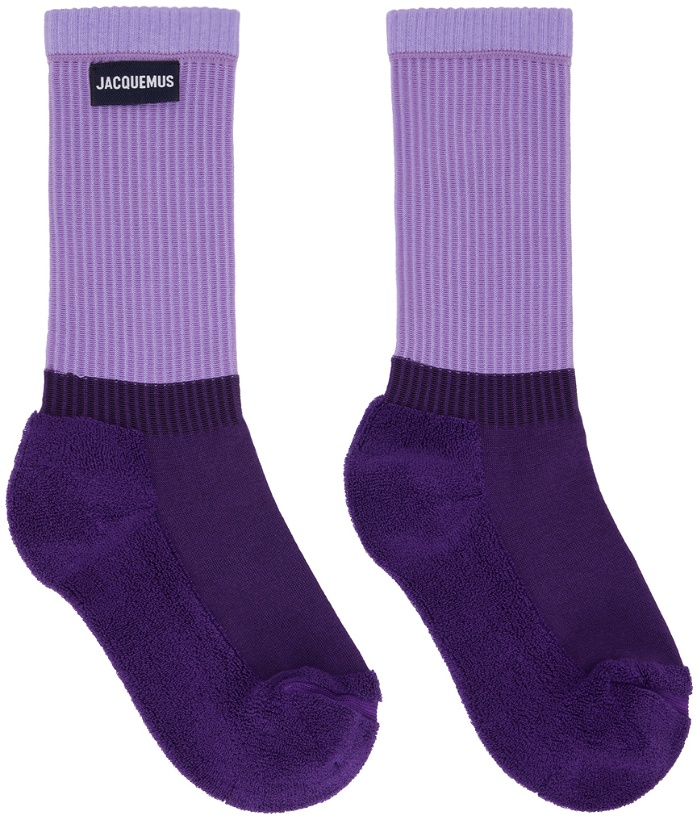 Photo: Jacquemus Purple Le Raphia 'Les Chaussettes À L'Envers' Socks
