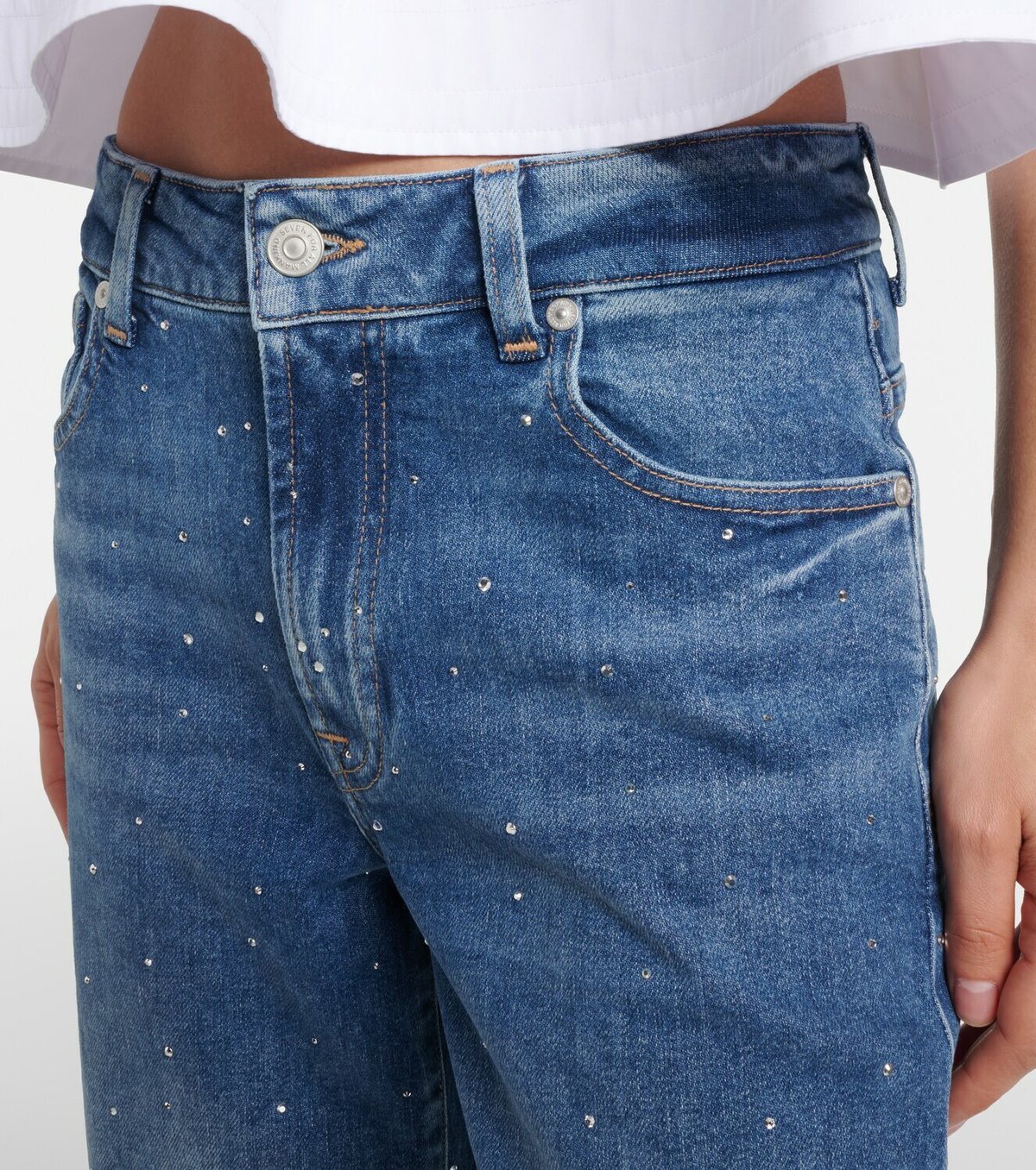 7 For All Mankind Stovepipe embellished straight jeans