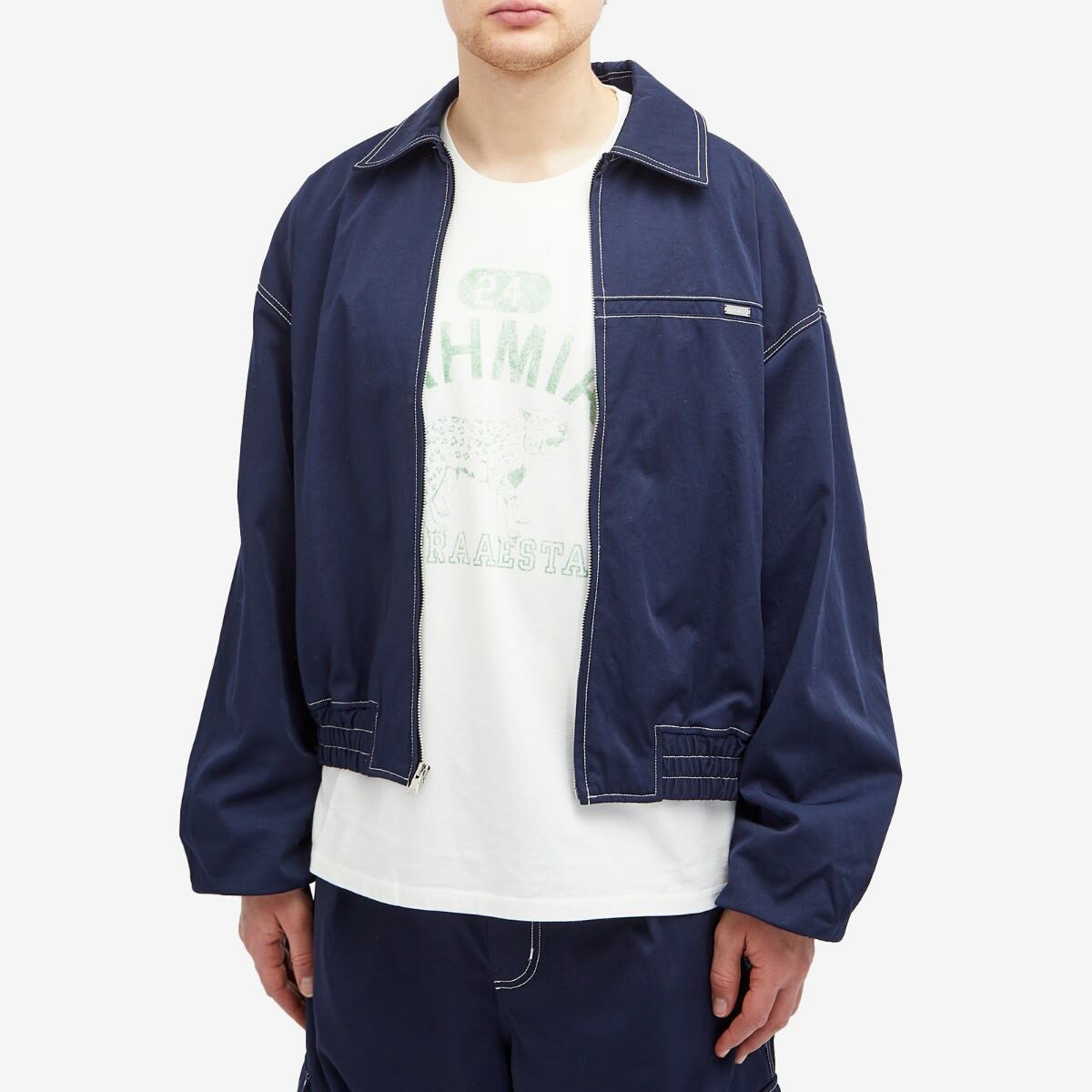 Nahmias Men's Tech Twill Bomber Jacket in Navy