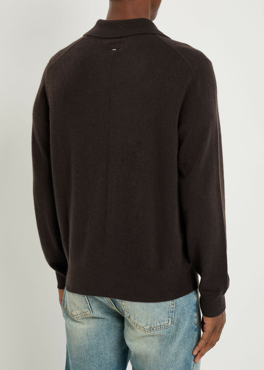 Rag & Bone Cashmere Polo Jumper Dark Brown