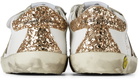 Golden Goose Baby White & Gold Glitter Old School Spur Velcro Sneakers