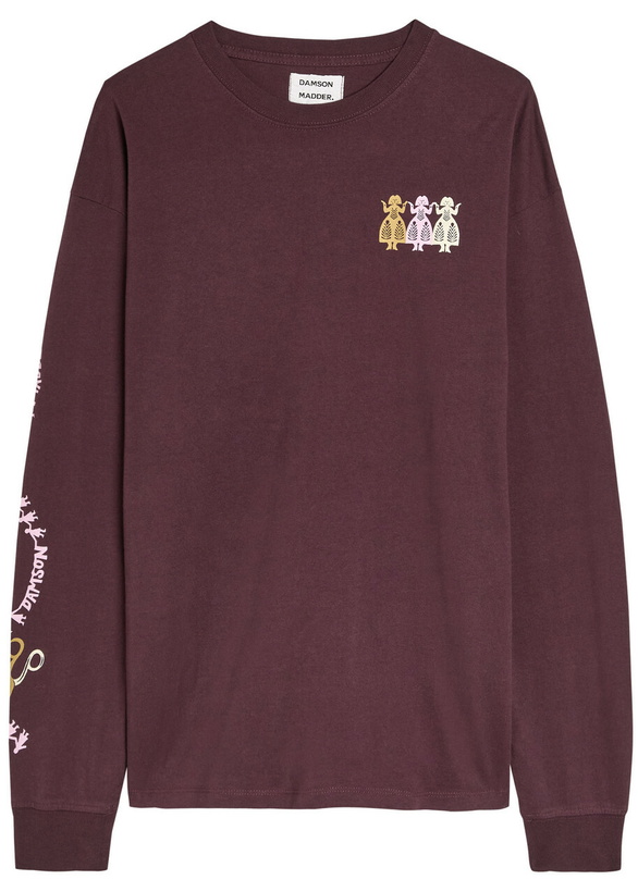 Photo: Damson Madder Paper Cut Gals Printed Cotton T-shirt Purple