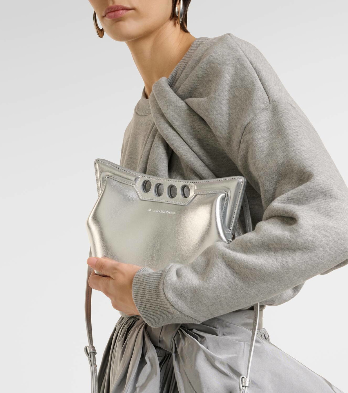【23AW NEW】Alexander mcqueen/ Mini Peak クロスボディバッグ Alexander Mcqueen The Peak Mini Crocodile-effect Faux