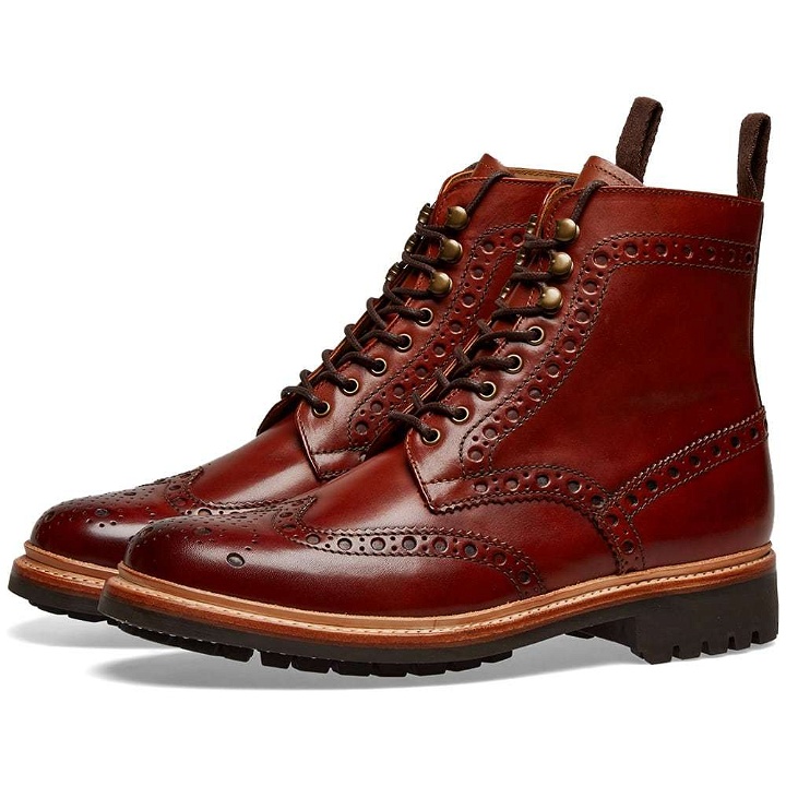 Photo: Grenson Fred Commando Sole Brogue Boot Tan Hand Painted