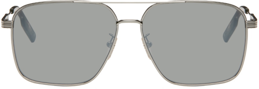 ZEGNA Silver Aviator Sunglasses