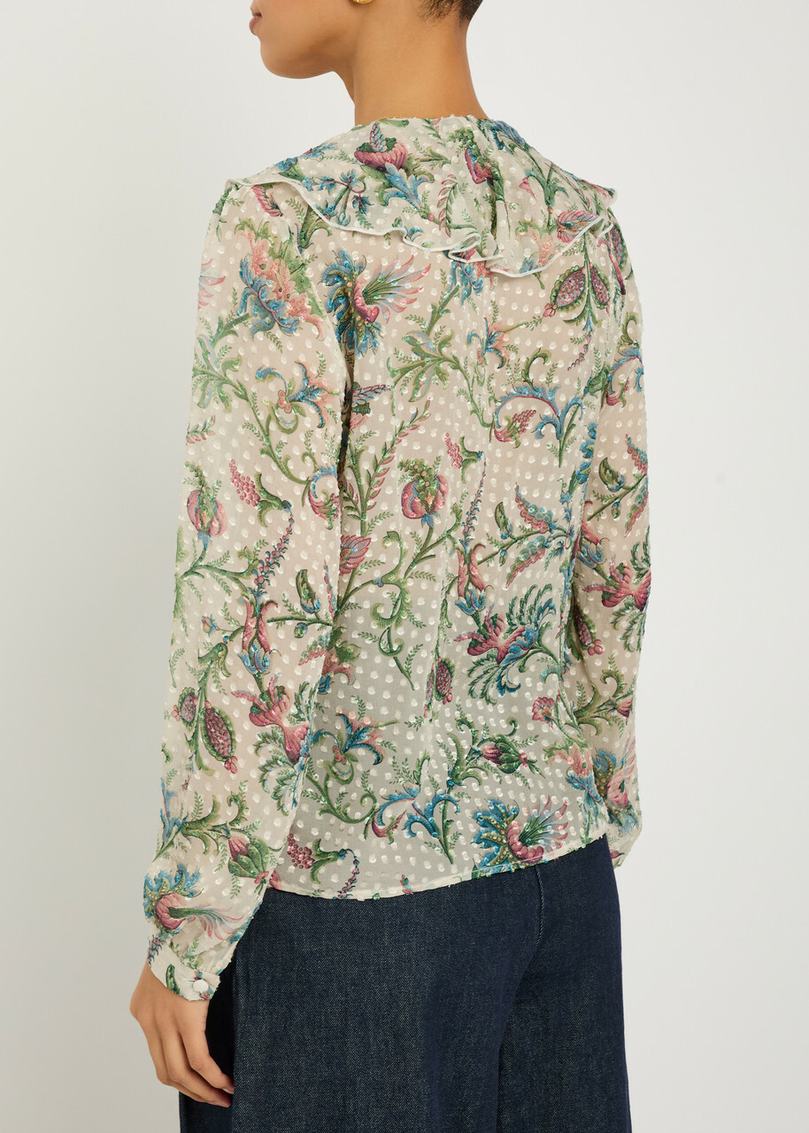 Etro Textured Floral-print Silk-blend Shirt Multicoloured 1
