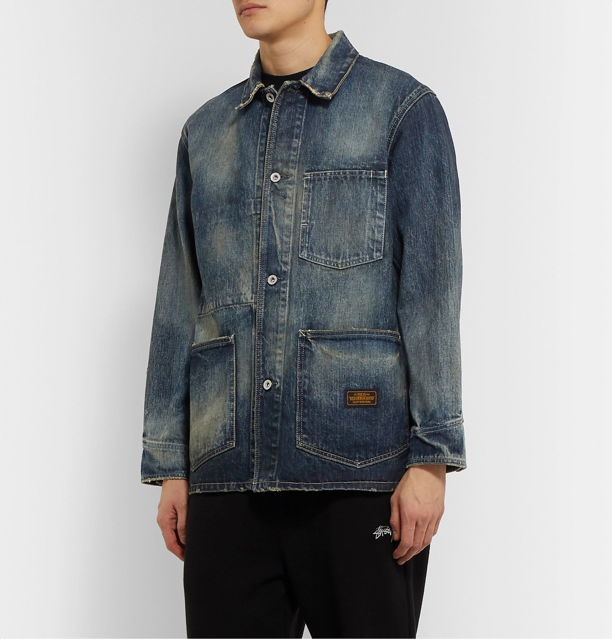 Neighborhood - Distressed Denim Chore Jacket - Blue Neighborhood