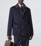 Brunello Cucinelli Leather-trimmed wool jacket