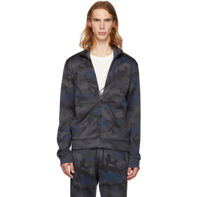 Photo: Valentino Navy Camo Zip-Up Sweater