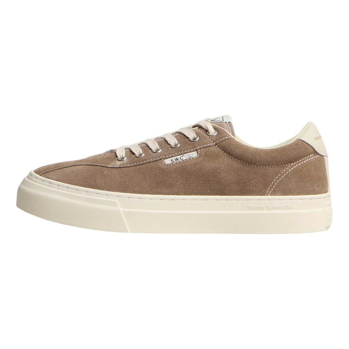Photo: Stepney Workers Club Men's Dellow 02 Suede Sneaker in Warm Grey