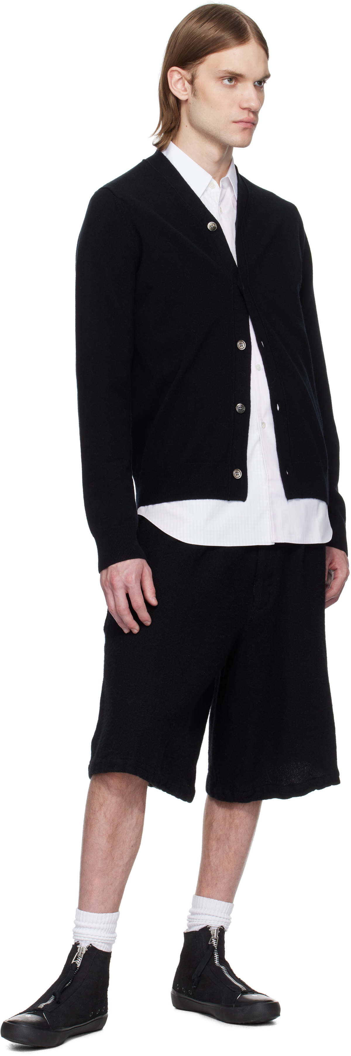 Comme des Garçons Shirt Black Crew Neck Cardigan