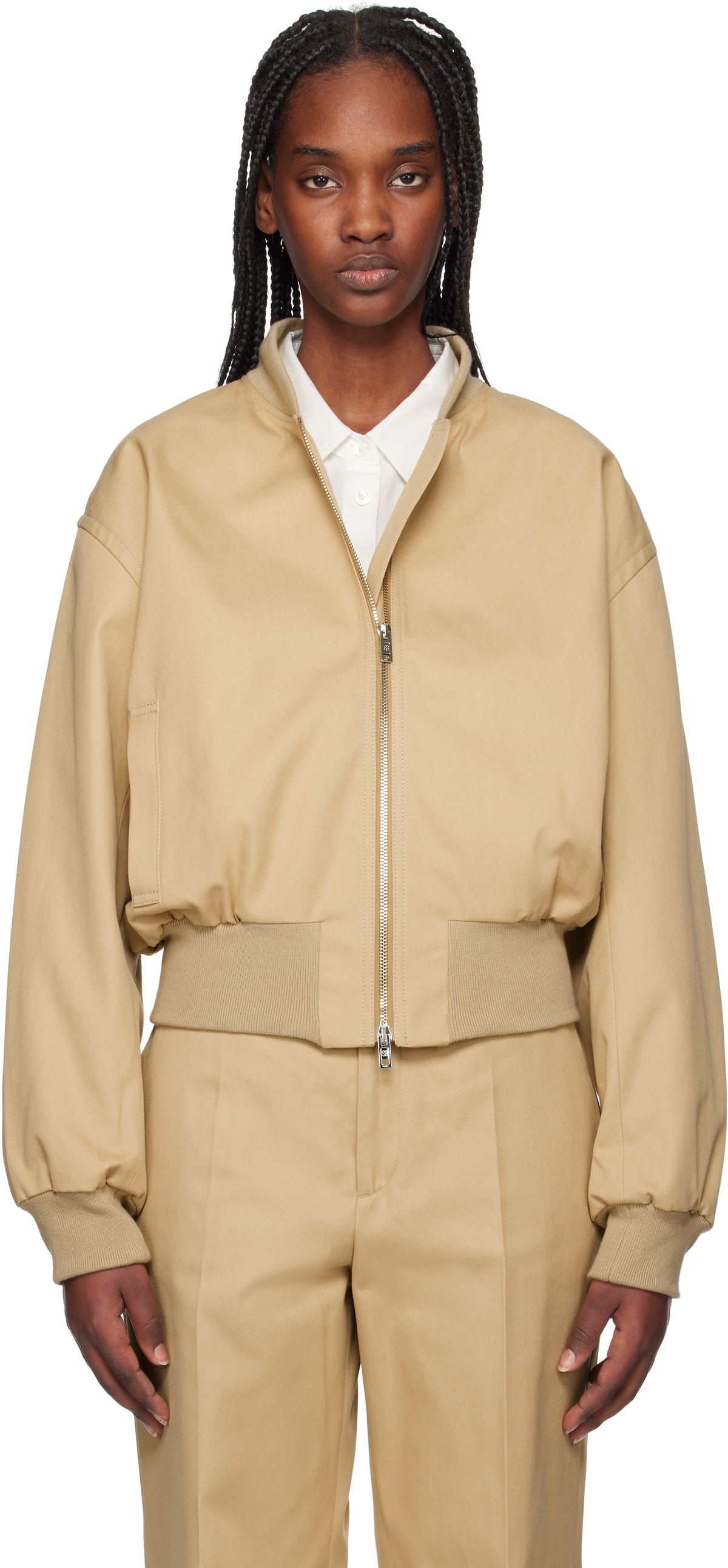Filippa K Beige Cotton Blouson Bomber Jacket