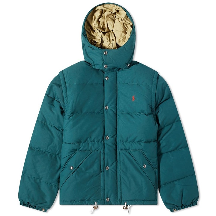 Photo: Polo Ralph Lauren Men's Removable Sleeve Down Jacket in College Green