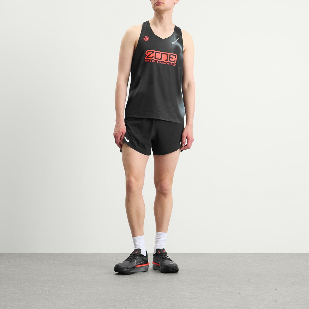 Nike Running Men's Nike Aeroswift Singlet in Black/Grey/Crimson