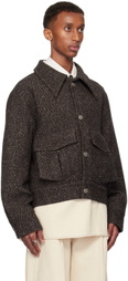 NULLUS Brown Detachable Faux-Fur Collar Jacket