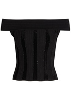 Balmain Sequin-embellished Stretch-knit top No Colour