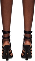 Versace Black Lycia Satin Cage Heeled Sandals