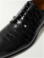 Christian Louboutin - Chambeliss Embellished Croc-Effect Leather Derby Shoes - Black