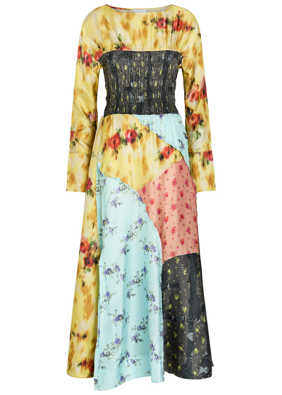 Ganni Printed Silk Maxi Dress Multicoloured
