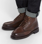 TOM FORD - Burnished-Leather Hiking Boots - Men - Brown