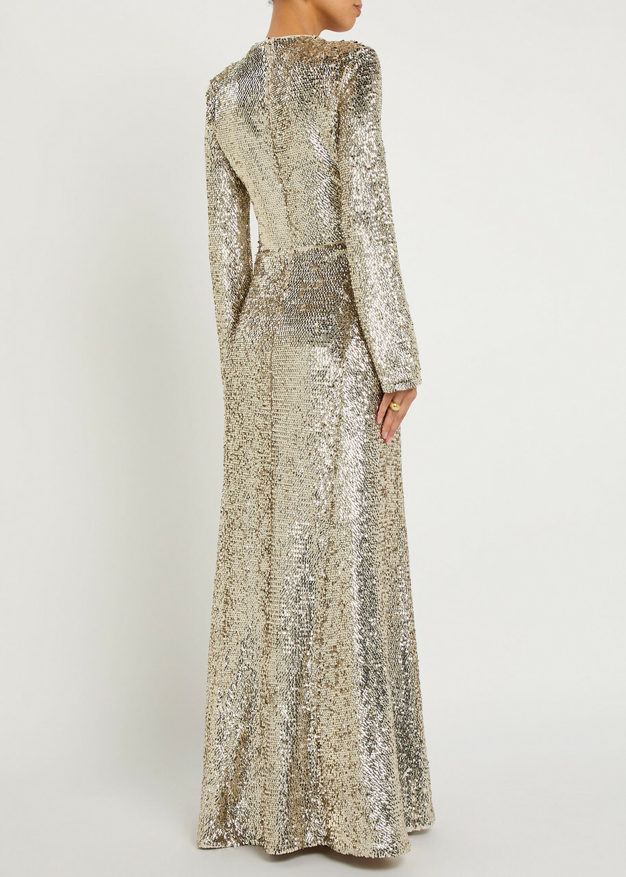 Simkhai Beatrice Sequin-embellished Gown Gold