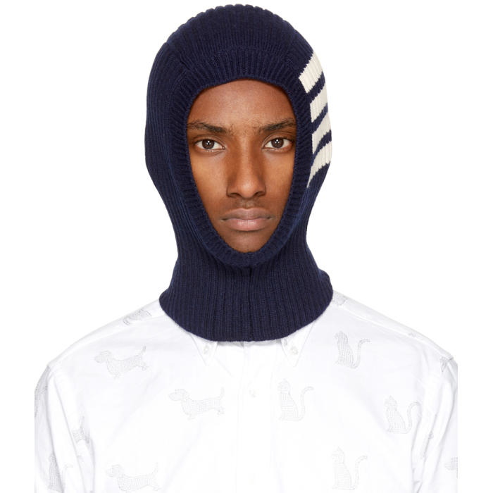 Photo: Thom Browne Navy Rib Four Bar Balaclava 