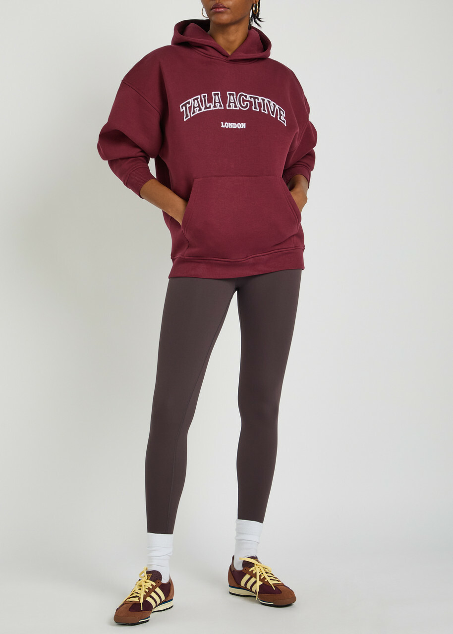 Tala Logo-embroidered Hooded Cotton-blend Sweatshirt Dark Red