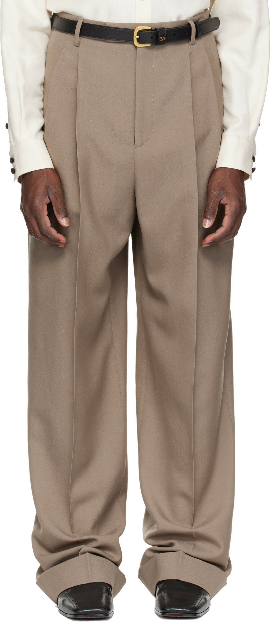 Valentino Taupe Wool Trousers