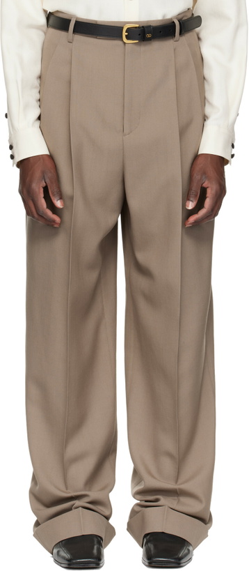 Photo: Valentino Taupe Wool Trousers