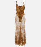 Jacques Wei Silk-trimmed lace maxi dress