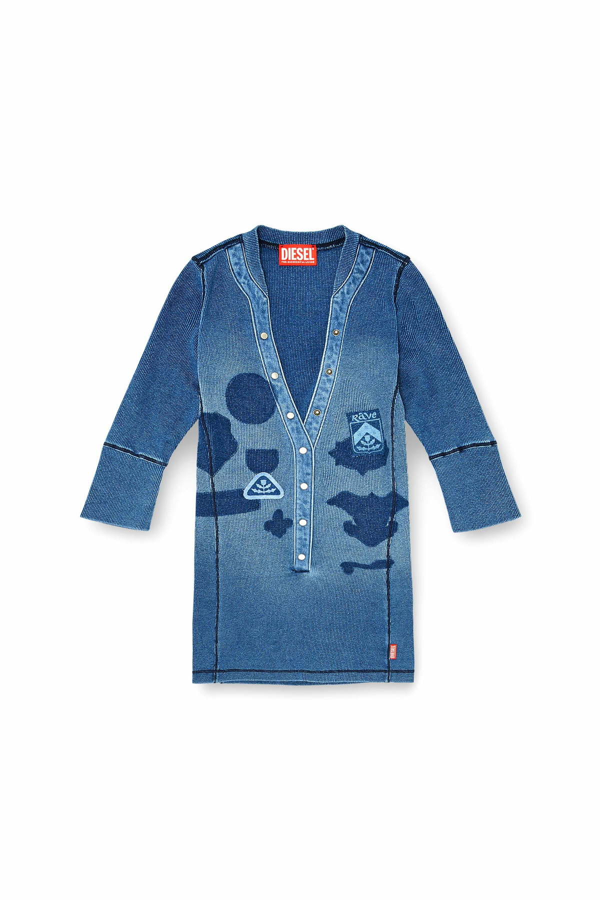 Diesel Henley top with shadow-patch effects - Tops Womens in Blue